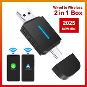 듀얼 인터페이스 무선 CarPlay 안드로이드 자동 무선 2ln1 어댑터 5Ghz WiF 스마트 동글 미니 박스 플러그 빠른 연결 유니버설