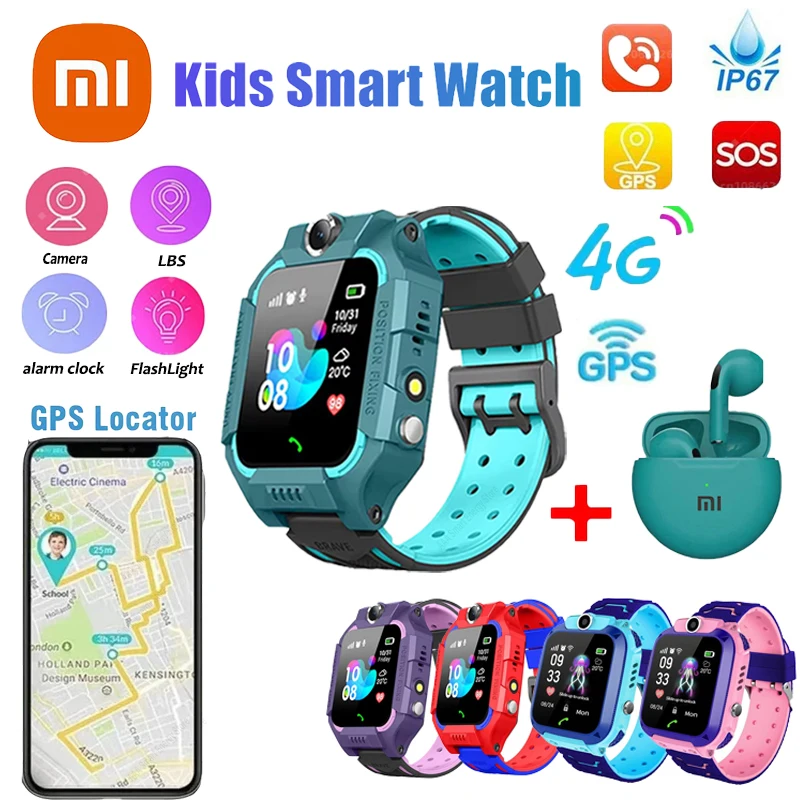 Xiaomi 키즈 스마트 시계 4G Sim 카드 통화 카메라 GPS 위치 SOS Antil-lost IP67 방수 스마트 시계 Ios 안드로이드 아이 선물