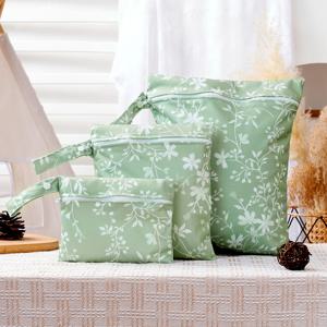 HappyFlute 3Pcs 세트 방수 재사용 가능한 기저귀 커버 부드러운 지퍼가 달린 WetBag 다중 시나리오 사용 교수형 포켓 여행용
