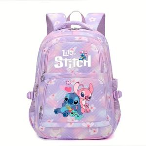 DISNEY Stitch & Lilo Anime 여성용 백팩 - 조절 가능한 스트랩과 지퍼 잠금 장치가 있는 대용량 가방
