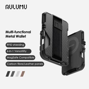 Aulumu G03 탄소 섬유 MagSafe 지갑: 5-in-1 다용도 카드 홀더, 스탠드, 그립, 병따개, RFID 쉴드