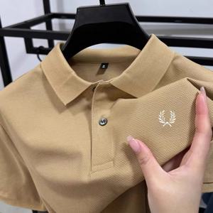 100% 순면 여름 신상 고퀄리티 남성 반팔 비즈니스 캐주얼 편안하고 통기 polo 셔츠 정교한 자수 티셔츠 상의