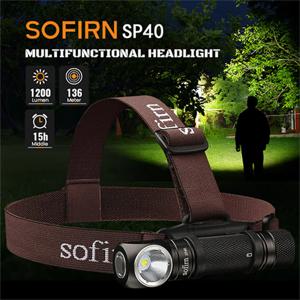 Sofirn SP40 XPL LED EDC 전조등 18650 충전식 램프 1200lm 자석 테일캡이있는 밝은 야외 낚시 토치