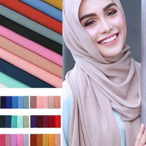 이슬람 쉬폰 Hijab 여성 버블 쉬폰 스카프 여성용 베일 이슬람 이슬람 솔리드 컬러 말레이시아 Musulman 랩 스카프