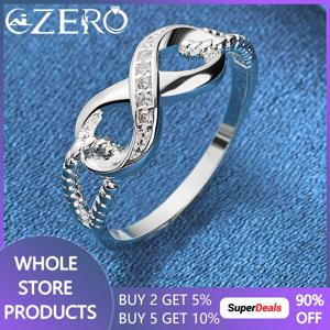 ALIZERO 925 스털링 실버 지르콘 여성을위한 8 모양 반지 결혼 반지 약혼 밴드 영원한 선언문 보석 커플 선물
