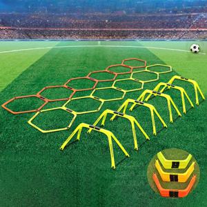 6Pcs 훈련 반지 민첩성 축구 반지 장비 접힌 육각형 축구 발놀림 사다리 운동 멀티 용품 육각 장애물