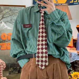 빈티지 하이 스트라이프 셔츠 자켓 남성용 루즈 인 긴팔 탑 탑 셔츠 남성용 의류 Camisas y Blusa