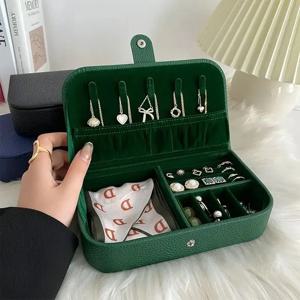 2024 휴대용 보석 상자 보석 주최자 디스플레이 여행 보석 케이스 상자 단추 가죽 보관 셔닐 실 보석상 Joyero