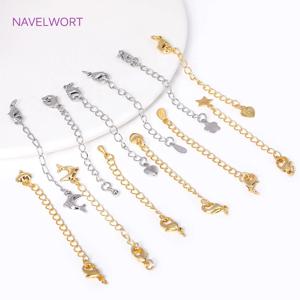 랍스터 걸쇠로 도금 된 18K 골드 쥬얼리 용 엔드 확장 테일 체인 확장 체인 DIY 팔찌 목걸이 결과 만들기