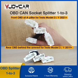 Tesla 맞춤형 전면 및 후면 obd 분배기 1-to-3 obd can 소켓 플러그 1-to-3 플러그 어댑터 오른쪽 전면 도어 a 필러