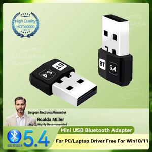 업그레이드 미니 USB 블루투스 5.4 동글 어댑터 Win10/11 드라이버 무료 용 PC/노트북 드라이버 용 무선 송신기 수신기 무료