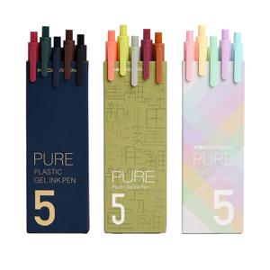 Kaco 귀여운 개폐식 젤 펜 빈티지 펜 엑스트라 파인 0.5mm 카와이 펜 편지지 어린이 학교 사무용품