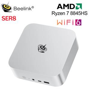Beelink SER8 강력한 AI PC AMD Ryzen7 8845HS 미니 PC 32G DDR5 1T NVME PCIe4.0 윈도우 11 타입C 2.5Gbps 데스크탑 게이밍 컴퓨터