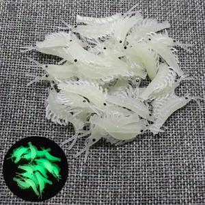 50Pcs 빛나는 새우 낚시 미끼 소프트 루어 벌레 글로우 새우 낚시 미끼베이스 Crappie 낚시 미끼 3.5cm