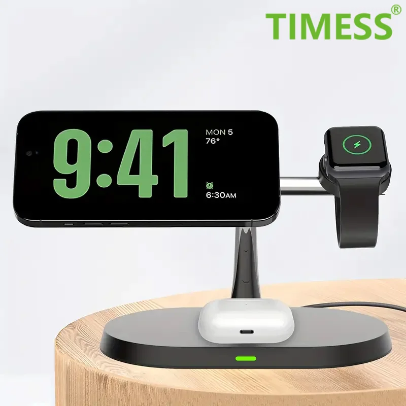 iPhone 12 13 14 15 16용 3 in 1 자기 무선 충전기 스탠드, Apple Watch 10 9 8 7 6 5 Airpods Pro용 고속 충전 스테이션