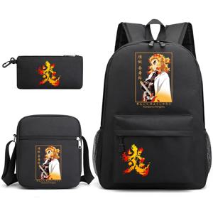 Anime Rengoku Kyoujurou 하라주쿠 3 피스 배낭 소녀 소년 노트북 배낭 대용량 배낭 숄더 백 펜 가방