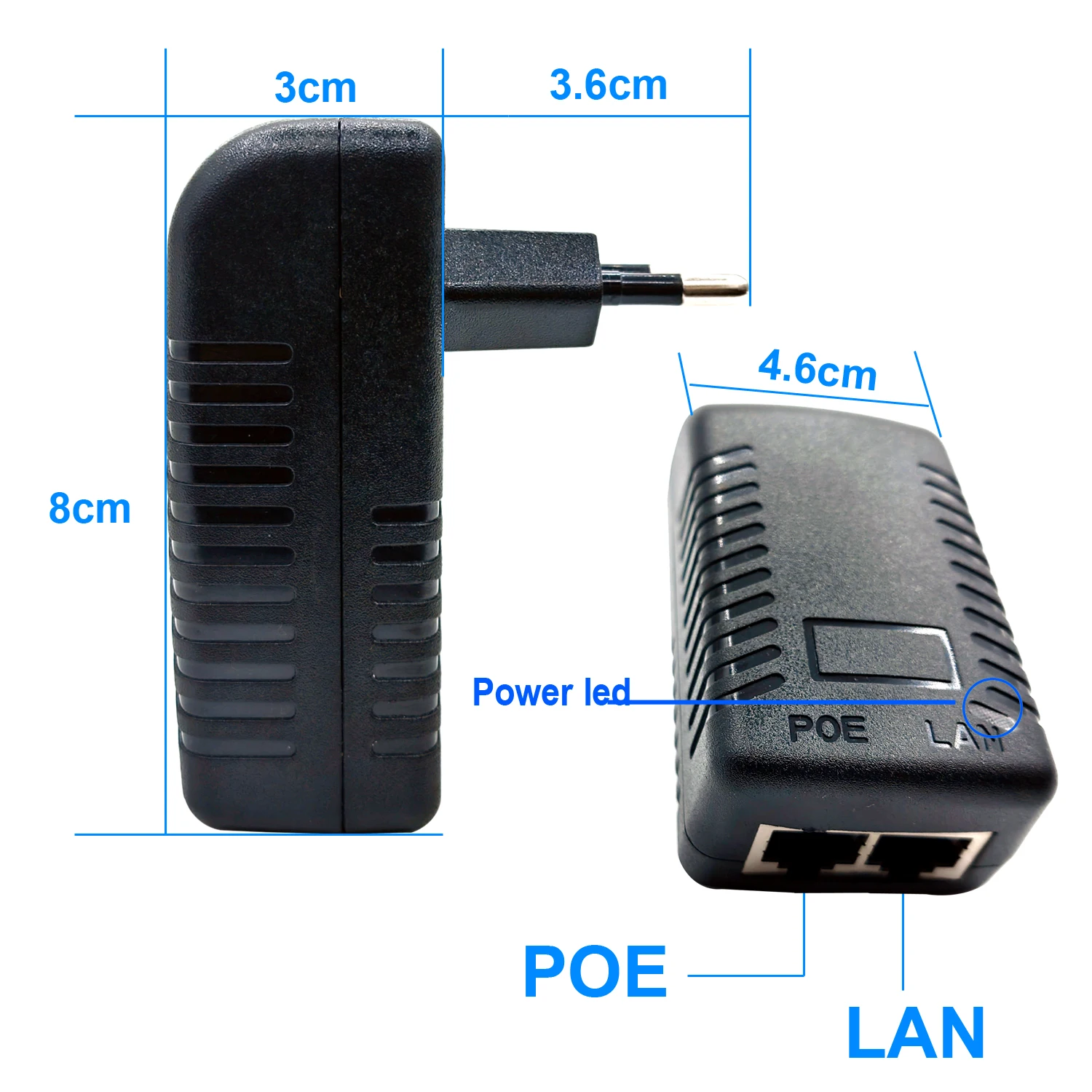 CCTV 보안 POE 전원 공급 장치 어댑터 - IP 카메라, POE 스위치 및 NVR 라우터용 48V 0.5A EU/US 플러그