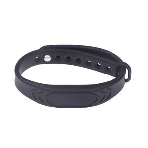 조정 가능한 순수한 검은 실리콘 RFID 팔찌 125KHz/13.56MHz 14443A IC 칩 방수 팔찌 팔찌