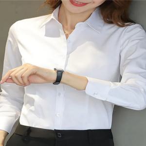 플러스 사이즈 여성 셔츠 패션 화이트 셔츠 긴 소매 전문 셔츠 공식 드레스 대형 작업복 버튼 여성상의