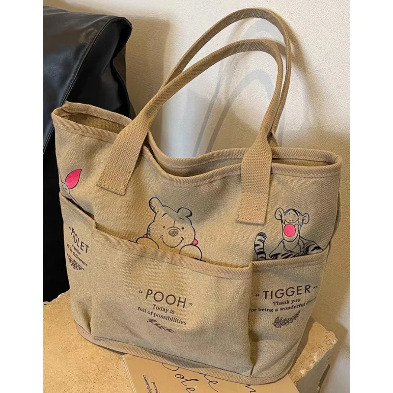 디즈니 곰 여성용 핸드백, 럭셔리 브랜드, 여성용 핸드백, 대용량, 다기능 만화 패션 쇼핑백