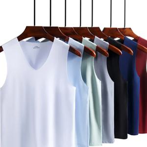 남성 속옷 언더 셔츠 여름 조끼 남성 Traceless Ice Silk Tank Top 슬림 피트 스포츠 피트니스 민소매 통기성 싱글