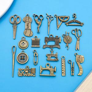 믹스 20 조각/고대 블루 재봉틀 시리즈 패션 주얼리 만들기 DIY 공예 할로윈 추수 감사절 패션 액세서리