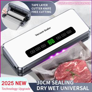 2025 NEW 전기 식품 진공 밀봉기 건조/습식 식품 포장 밀봉 내장 커터 롤백 주방 식품 보관 밀봉 진공 포장 진공포장기 신형 실링기 진공포장기계