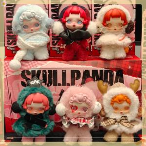 귀여운 신비한 상자 Skullpanda 겨울 음악 시리즈 봉제 인형 블라인드 박스 키 체인 펜던트 캐릭터 장난감 절묘한 생일 선물
