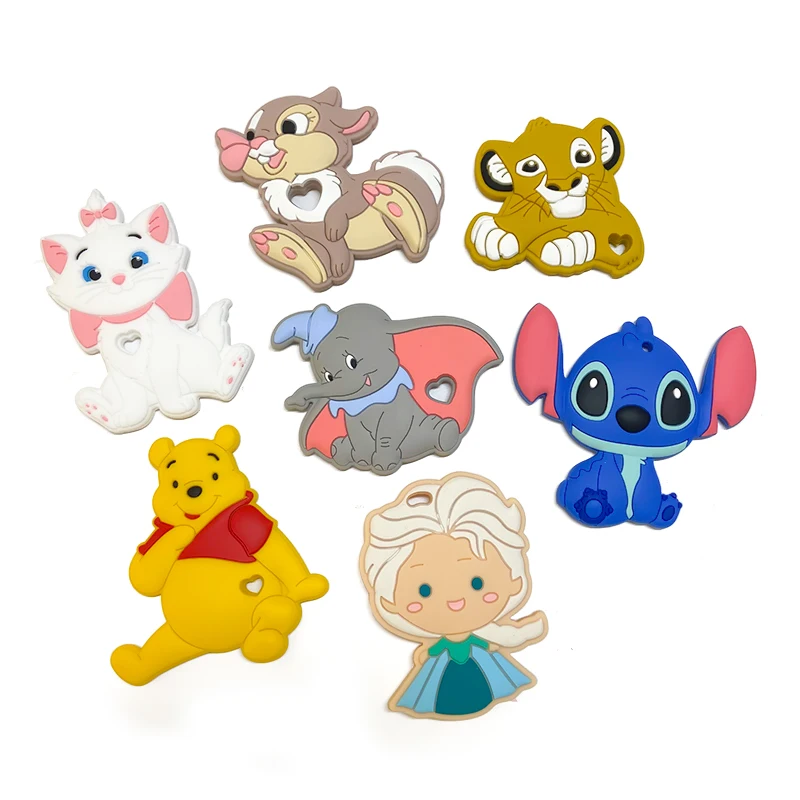 1pcs 디즈니 실리콘 Teether 선물 미키 마우스 젖꼭지 체인 식품 학년 실리콘 아기 Teether 만들기