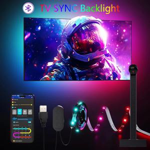 TV 동기화 백라이트 LED 스트립 라이트 USB 플렉시블 리본 다이오드 테이프 RGBIC 컬러 캡처 센서 블루투스 앱 원격 제어