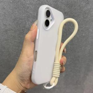 소프트 무광 캔디 투명 폰 케이스 (아이폰 16 Pro Max 15 14 13 12 11 XS X XR 7 8 Plus 16e 호환) 손목 스트랩 끈 포함