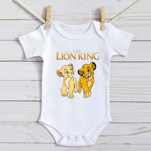 아기 Romper 만화 라이온 킹 Kawaii Simba 패션 유아 의류 코튼 반팔 신생아 바디 슈트 유아 점프 슈트