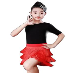 1 개/몫 어린이 술 라틴 댄스 스커트 어린이 살사 탱고 볼룸 댄스 스커트