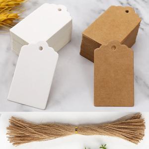 50pcs 크래프트 종이 태그 문자열과 흰색 골 판지 카드 웨딩 생일 크리스마스 파티 선물 태그 쿠키 포장 용품