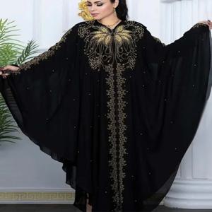 여성을위한 Eid 이슬람 드레스 박쥐 슬리브 Abaya 다이아몬드 Jalabiya 모로코 Caftan 파티 드레스 두바이 Abayas Kaftan Vestidos Long Robe