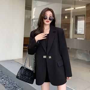 여성용 롱 블레이저 루즈 재킷, 원피스 의류, 여성 코트 및 재킷, 솔리드 오버 블랙, 젊음, 여성 의류, 새로운 아우터