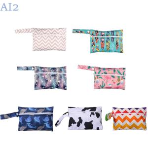 AI2 아기 기저귀 가방 미니 젖은 가방 14X20cm 지퍼 방수 습식 건식 기저귀 핸드백 여행 야외 유모차 운반 팩 보관
