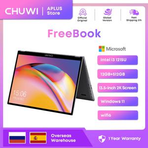 CHUWI 프리북 노트북 태블릿, 13.5 인치 터치 스크린, 12GB LPDDR5 512G SSD 컴퓨터 노트북, 2 in 1 인텔 N100 i3 1215U