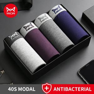 MiiOW 4Pcs 모달 남성 팬티 통기성 메쉬 남자 속옷 복서 Graphene 항균 속옷 남성 복서 팬티 트렁크