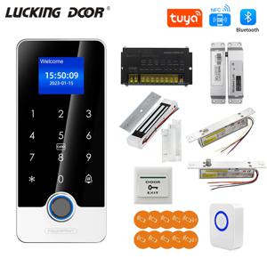 Tuya App 지문 RFID 액세스 제어 시스템 키트 스마트 도어 잠금 전자 게이트 블루투스 오프너 홈 디지털 세트 생체 인식