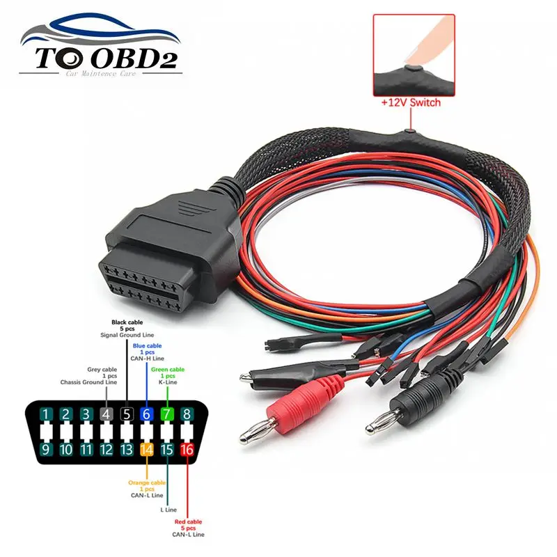 MPPS V18.12.3.8 용 최신 MPPS V21 V18 OBD2 브레이크 아웃 Tricore 케이블 OBD 브레이크 아웃 ECU 부팅 핀아웃 케이블