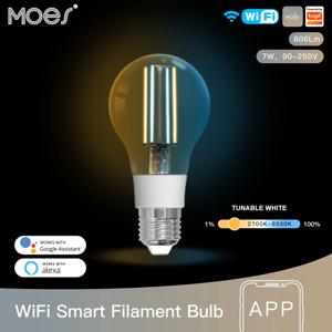 MOSE Tuya WiFi 스마트 필라멘트 전구 E27 에너지 절약 조명 디밍 가능 APP 원격 제어 작업 음성 제어를위한 Alexa Google 홈