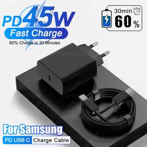 삼성 Galaxy S23 S24 Note 20 A52 A53 A54 벽면 어댑터 용 5A 유형 C 초고속 충전 케이블이 포함 된 45W PD USB-C 고속 충전기