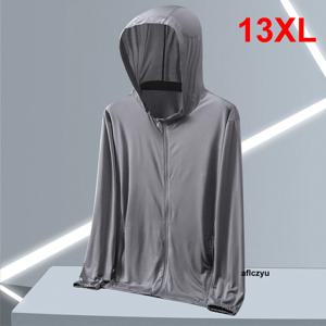 태양 보호 재킷 플러스 사이즈 13XL 여름 얇은 재킷 남성 패션 캐주얼 솔리드 컬러 후드 코트 얇은 옷 빅 사이즈 13XL