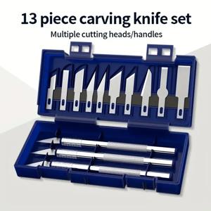 13pcs 금속 조각 칼 펜 아트 인감 절단 수동 조합 종이 절단 미끄럼 방지 가제트 DIY 정밀 수리 도구