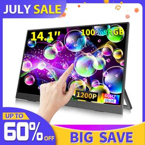 14.1 인치 터치 스크린 휴대용 모니터 100% sRGB 400cd/m2 게임용 컴퓨터 XBox PS4/5 스위치 Loptop 용 디스플레이 확장