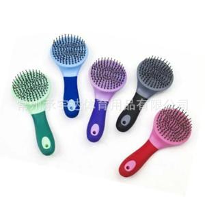 말 갈기 및 꼬리 브러시 둥근 모양의 부드러운 고무 그립 바늘 강모 안정적인 청소 키트 말 손질 브러시 새로운
