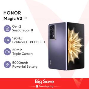 Honor Magic V2 글로벌 버전 접이식 LTPO OLED 120Hz 디스플레이, 7.92 인치 50MP 후면 카메라, 스냅드래곤 8 + 2 세대 5000mAh 66W NFC, 5G