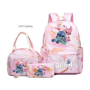 MINISO Lilo & Stitch 프린트 배낭 학생 스쿨백, 십대 소녀 소년 여행 그라데이션 램프, 3 개/세트
