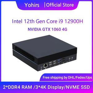 Yohirs 강력한 게임용 미니 PC, 마이크로 데스크탑 컴퓨터, 윈도우 11 NUC 5G 와이파이, I9 12900H, I7 12700H, NVIDIA GTX1060, 4G 썬더볼트 4